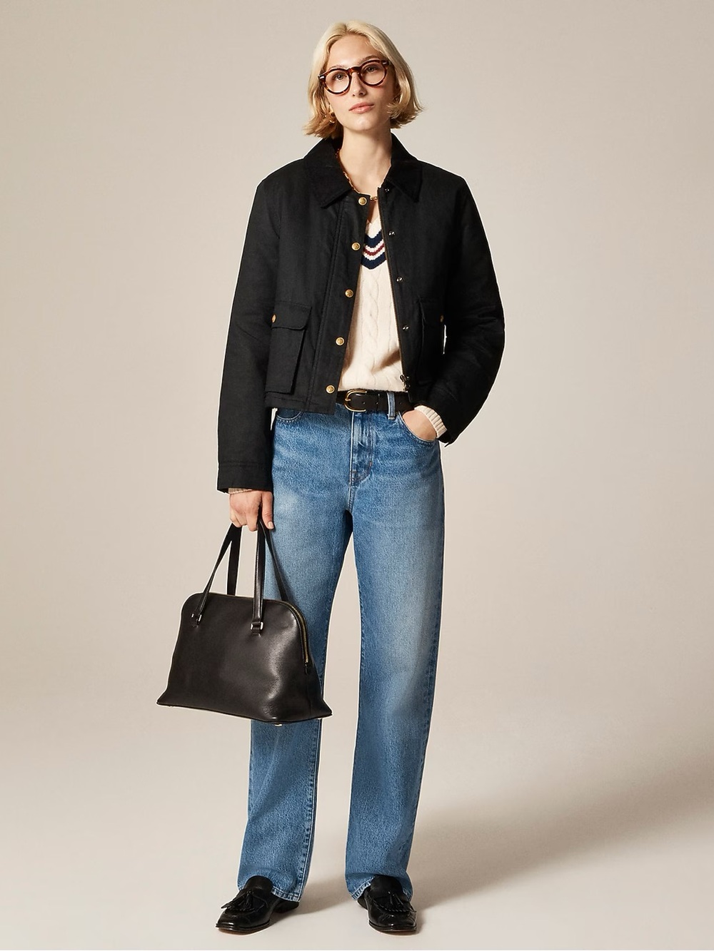 J CREW Cropped Barn Jacket™ in ripstop cotton Black Size 2X NWT $228 CN056 - Picture 2 of 9